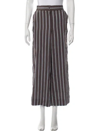 Pre-owned Veronica Beard Striped Wide Leg Pants In Brown