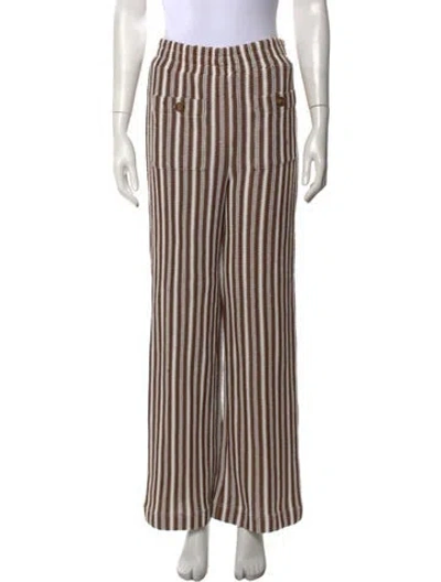 Pre-owned Veronica Beard Striped Wide Leg Pants In Brown