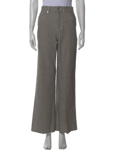 Pre-owned Veronica Beard Striped Wide Leg Pants In Green