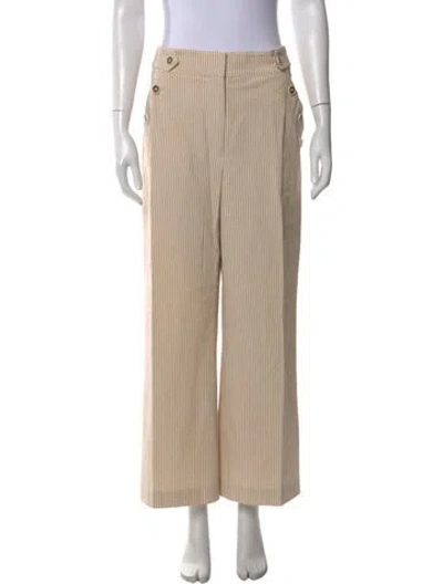 Pre-owned Veronica Beard Striped Wide Leg Pants In White