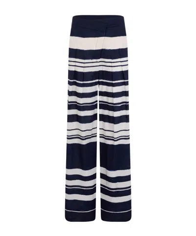 Veronica Beard Striped Wide-leg Pants In Blue