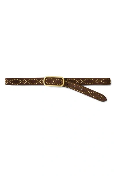 Veronica Beard Studded Leather Belt In Brown