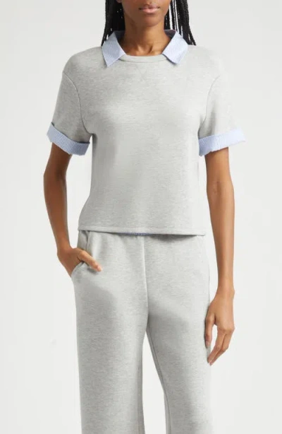 Veronica Beard Stuyvesant Mixed Media Top In Gray