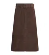 Veronica Beard Suede Alexi Midi Skirt In Brown