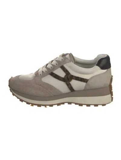 Pre-owned Veronica Beard Suede Animal Print Athletic Sneakers In Neutrals