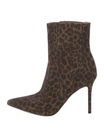 Pre-owned Veronica Beard Suede Animal Print Boots In Brown