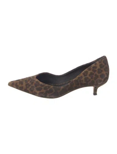 Pre-owned Veronica Beard Suede Animal Print Flats In Brown