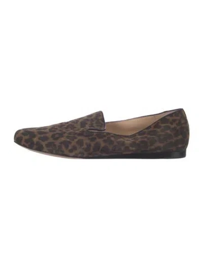 Pre-owned Veronica Beard Suede Animal Print Loafers In Brown