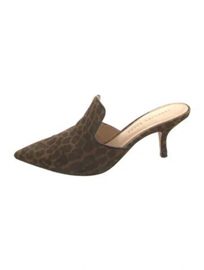 Pre-owned Veronica Beard Suede Animal Print Mules In Neutral