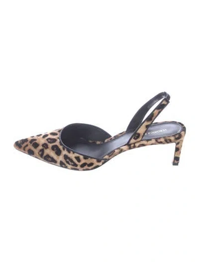 Pre-owned Veronica Beard Suede Animal Print Slingback Pumps In Blue