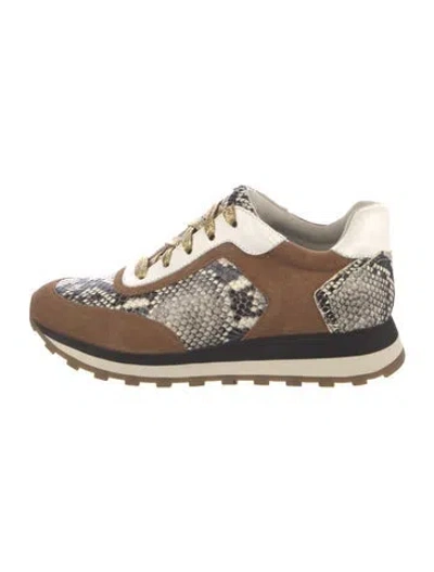 Pre-owned Veronica Beard Suede Animal Print Sneakers In Black/brown/white