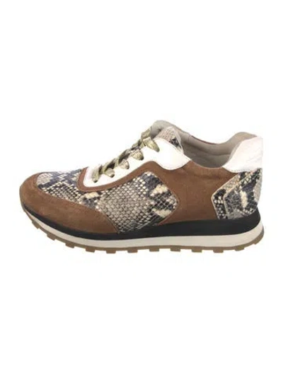 Pre-owned Veronica Beard Suede Animal Print Sneakers In Brown