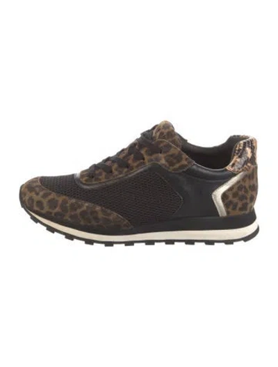 Pre-owned Veronica Beard Suede Animal Print Sneakers In Brown
