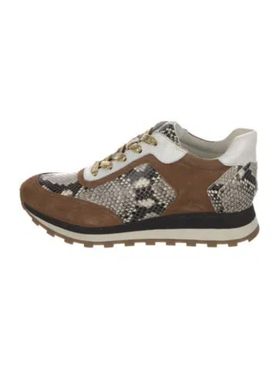Pre-owned Veronica Beard Suede Animal Print Sneakers In Brown