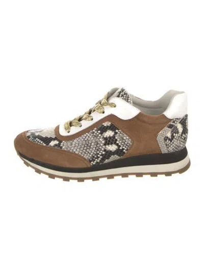 Pre-owned Veronica Beard Suede Animal Print Sneakers In Brown