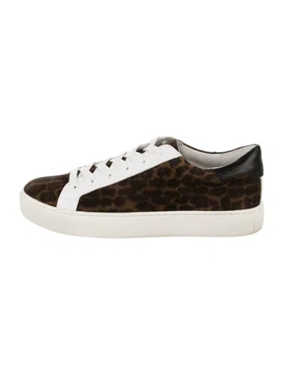 Pre-owned Veronica Beard Suede Animal Print Sneakers In Brown/white