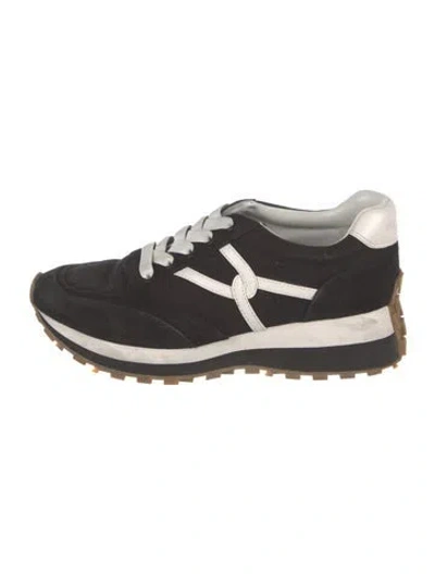 Pre-owned Veronica Beard Suede Athletic Sneakers In Black/white