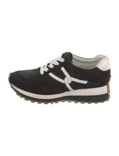 Pre-owned Veronica Beard Suede Athletic Sneakers In Black/white