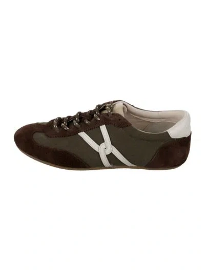 Pre-owned Veronica Beard Suede Athletic Sneakers In Green