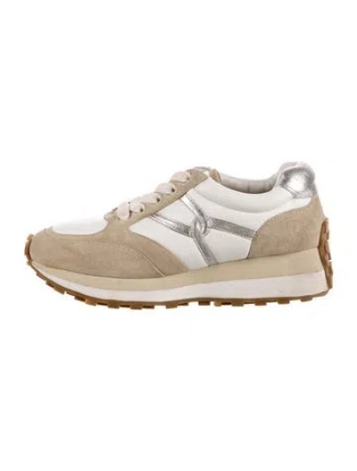 Pre-owned Veronica Beard Suede Athletic Sneakers In White