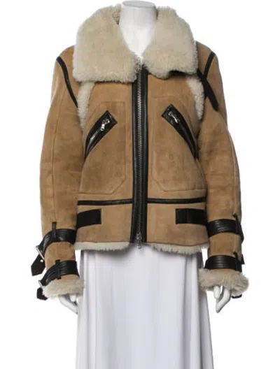 Pre-owned Veronica Beard Suede Biker Jacket In Neutrals