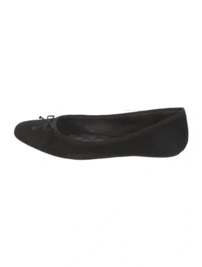 Pre-owned Veronica Beard Suede Bow Accents Ballet Flats In Black
