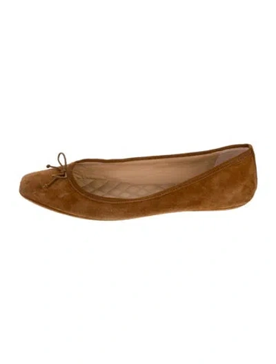 Pre-owned Veronica Beard Suede Bow Accents Ballet Flats In Brown