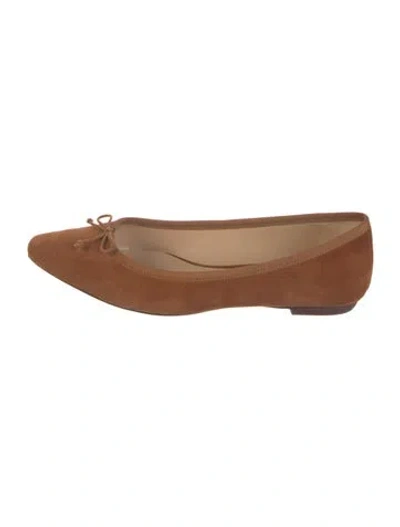 Pre-owned Veronica Beard Suede Bow Accents Ballet Flats In Brown