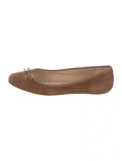 Pre-owned Veronica Beard Suede Bow Accents Ballet Flats In Brown