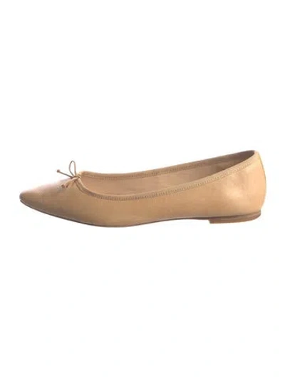 Pre-owned Veronica Beard Suede Bow Accents Ballet Flats In Neutral