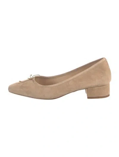 Pre-owned Veronica Beard Suede Bow Accents Pumps In Neutrals