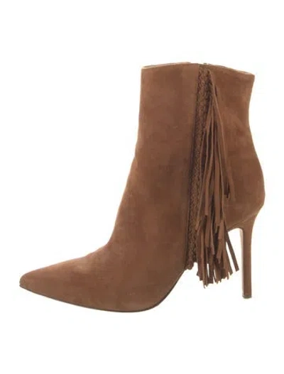 Pre-owned Veronica Beard Suede Braided Accents Boots In Brown