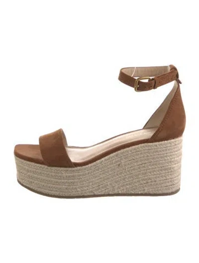 Pre-owned Veronica Beard Suede Braided Accents Espadrilles In Brown
