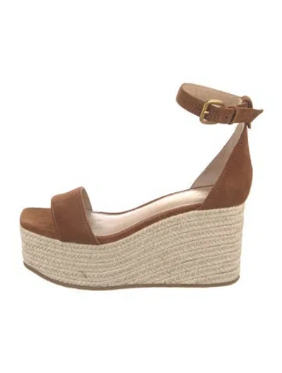 Pre-owned Veronica Beard Suede Braided Accents Espadrilles In Brown