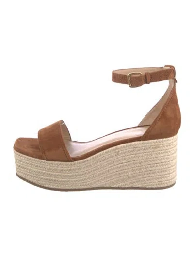 Pre-owned Veronica Beard Suede Braided Accents Espadrilles In Brown