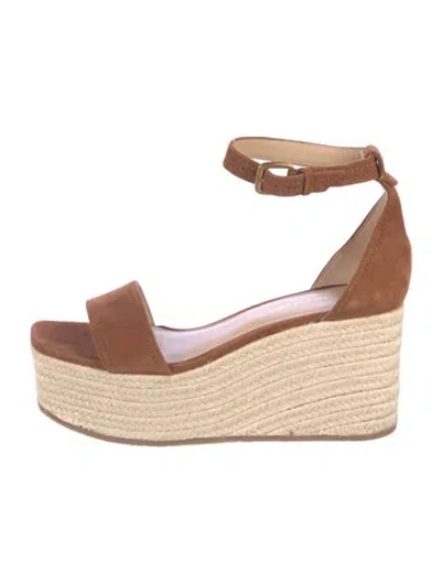 Pre-owned Veronica Beard Suede Braided Accents Espadrilles In Brown