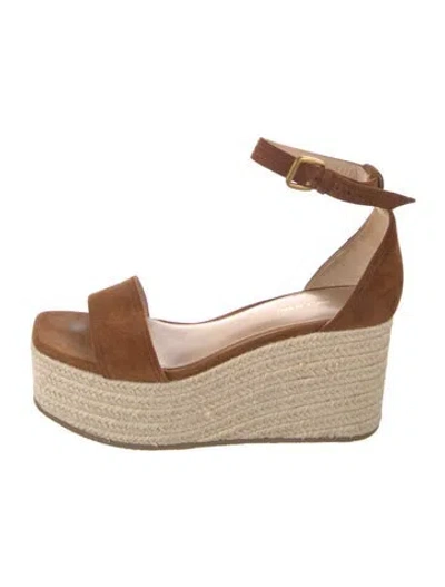 Pre-owned Veronica Beard Suede Braided Accents Espadrilles In Brown