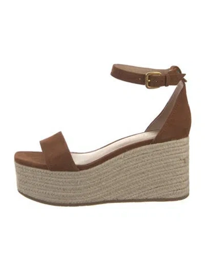 Pre-owned Veronica Beard Suede Braided Accents Espadrilles In Brown