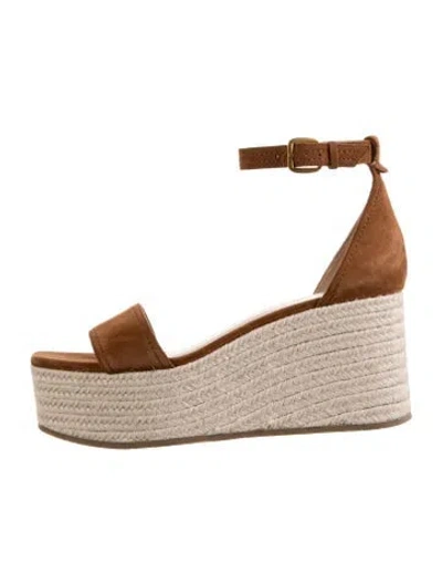 Pre-owned Veronica Beard Suede Braided Accents Espadrilles In Brown