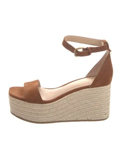 Pre-owned Veronica Beard Suede Braided Accents Espadrilles In Brown