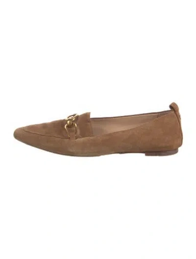 Pre-owned Veronica Beard Suede Chain-link Accents Loafers In Brown