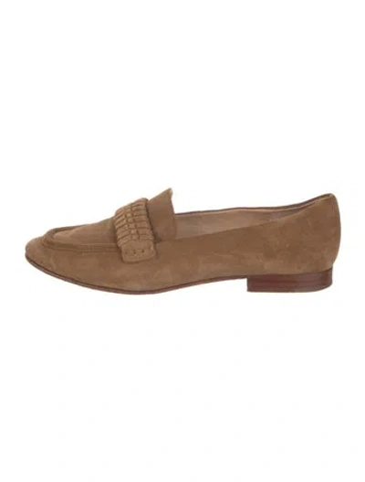 Pre-owned Veronica Beard Suede Chain-link Accents Loafers In Brown