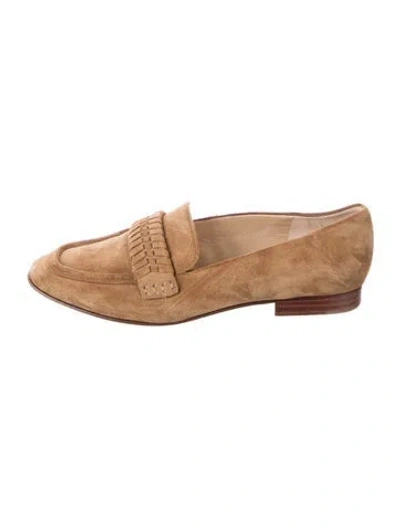 Pre-owned Veronica Beard Suede Chain-link Accents Loafers In Neutral