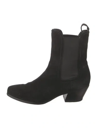 Pre-owned Veronica Beard Suede Chelsea Boots In Black
