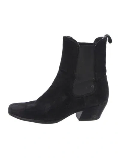 Pre-owned Veronica Beard Suede Chelsea Boots In Black
