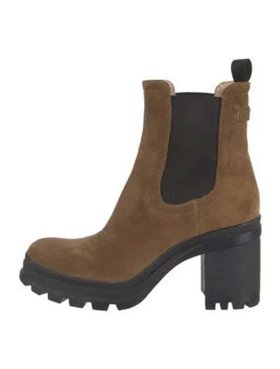 Pre-owned Veronica Beard Suede Chelsea Boots In Black/brown
