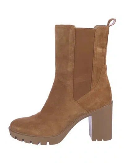 Pre-owned Veronica Beard Suede Chelsea Boots In Brown