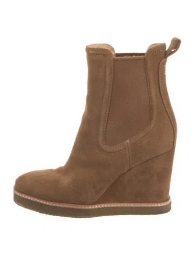 Pre-owned Veronica Beard Suede Chelsea Boots In Brown