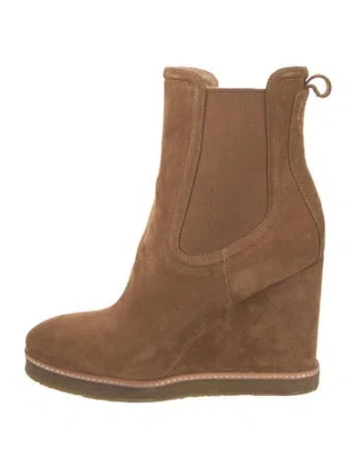 Pre-owned Veronica Beard Suede Chelsea Boots In Brown