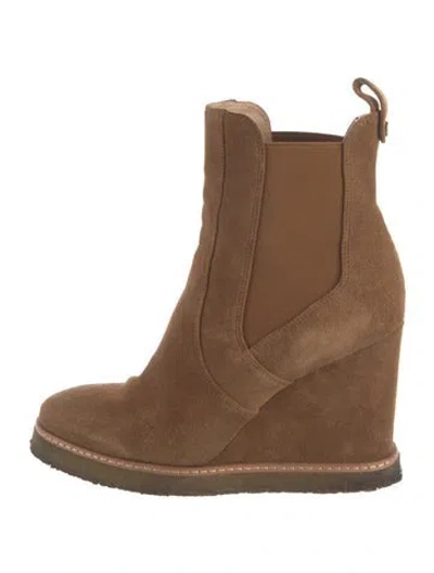 Pre-owned Veronica Beard Suede Chelsea Boots In Brown